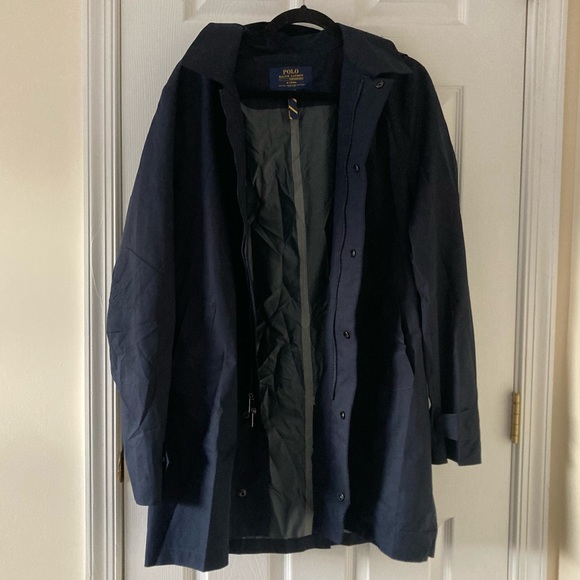 Polo Ralph Lauren Packable Waterproof Rain Jacket M Sport Blue Detachable Hood